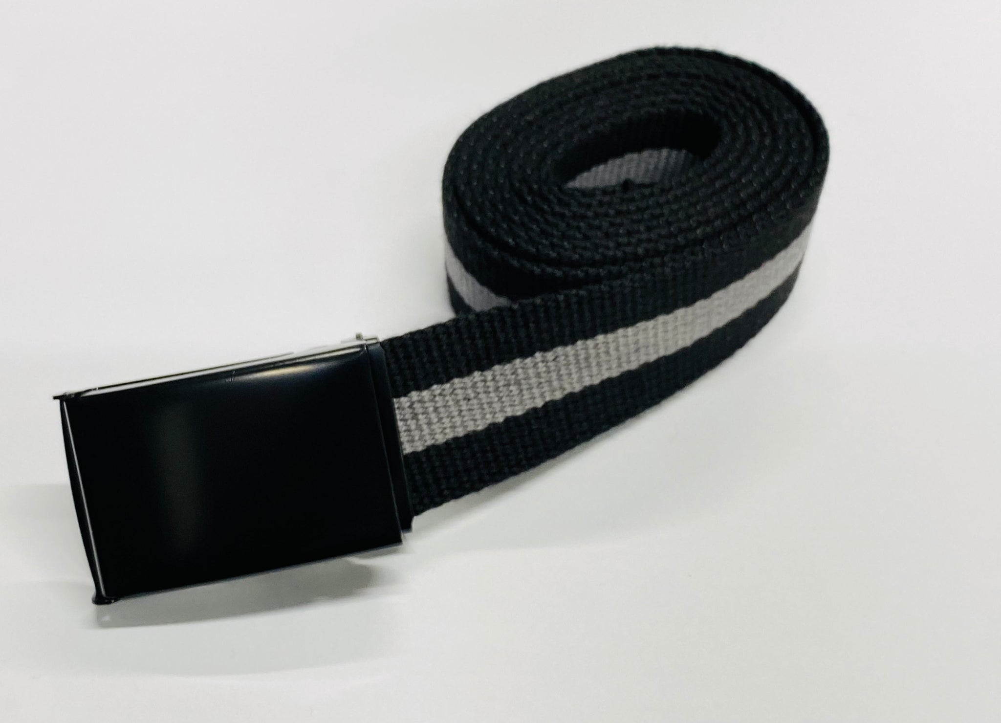 Black & Gray Striped 1.25" Web Belt w/ Buckle