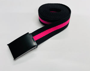 Black & Hot Pink Striped 1.25" Web Belt w/ Buckle