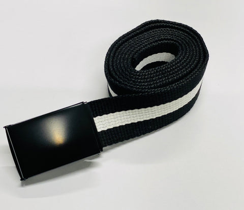 Black & White Striped 1.25" Web Belt w/ Buckle