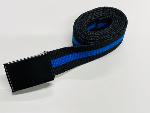 Black & Blue Striped 1.25" Web Belt w/ Buckle